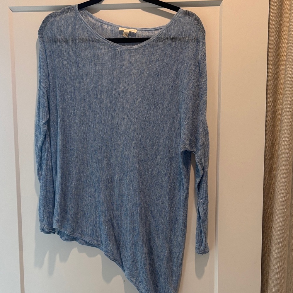 Eileen Fisher Heathered Sky Blue Lightweight Knit Top